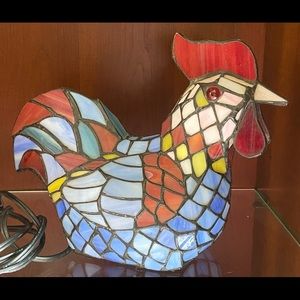 Vintage Tiffany Style Stained Glass Rooster